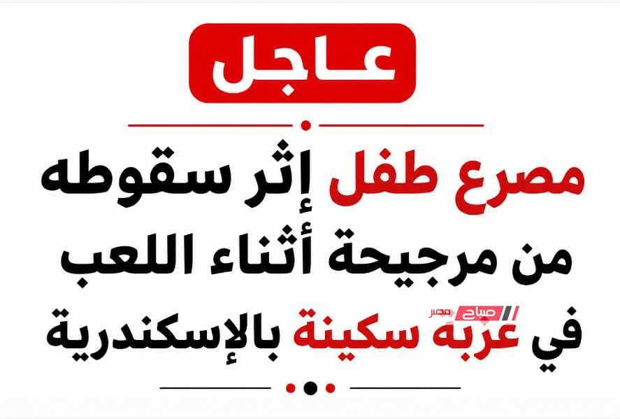 مصرع طفل سقط من مرجيحة أثناء اللعب في عزبة سكينة بالإسكندرية
