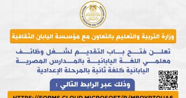 التعليم تعلن فتح باب التقديم لوظائف معلمى اللغة اليابانية بالمدارس المصرية اليابانية