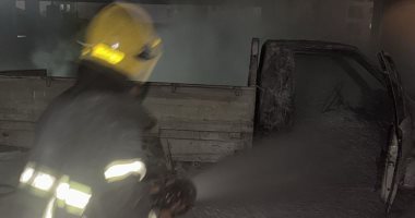 السيطرة على حريق سيارة نقل داخل جراج العتبة