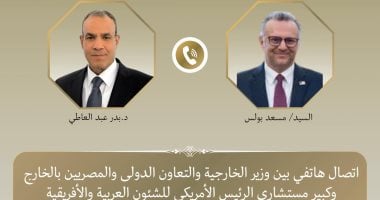 وزير الخارجية يبحث مع كبير مستشاري الرئيس الأمريكي تطورات الأوضاع الإقليمية