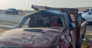 إصابة شخصين فى انقلاب سيارة نقل على طريق جمصة فى طلخا