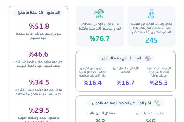 الهيئة العامة للإحصاء تصدر نتائج نشرة الصحة والسلامة في العمل لعام 2025