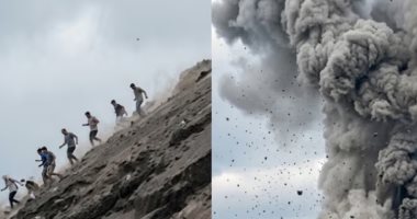 سياح يهربون من ثوران مفاجئ لبركان فى جواتيمالا..فيديو