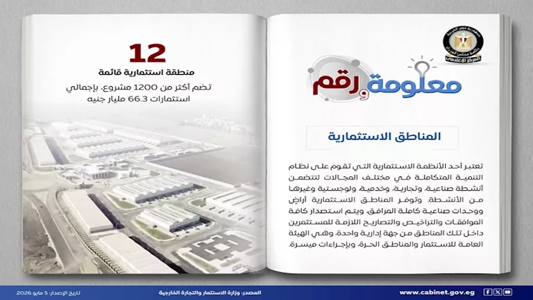 الحكومة: 12 منطقة استثمارية تحتضن 1200 مشروع