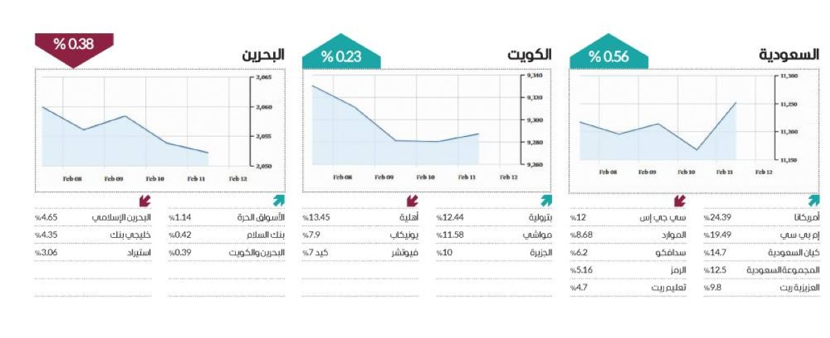 «الأخضر» يزيّن مؤشرات الأسواق العربية في أسبوع