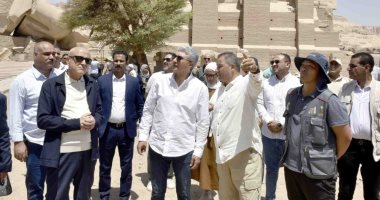 وزير السياحة والآثار ومحافظ الأقصر يتفقدان ترميمات معبد الرامسيوم.. ومشروع مصرى كورى مشترك لإحياء أبرز معابد الملك رمسيس الثانى ضمن اتفاقية تعاون بين الأعلى للآثار والجامعة الوطنية الكورية للتراث الثق