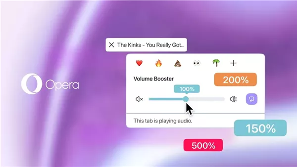 تحديث جديد لمتصفح Opera One، يوتيوب وتويتش في الشريط الجانبي ورفع الصوت 500%