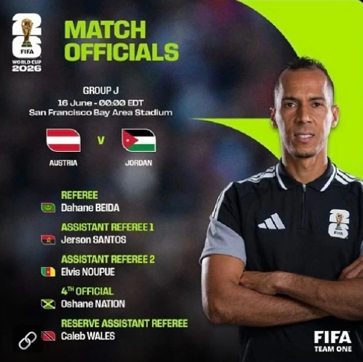 حكم موريتاني يقود مواجهة النشامى والنمسا في كأس العالم