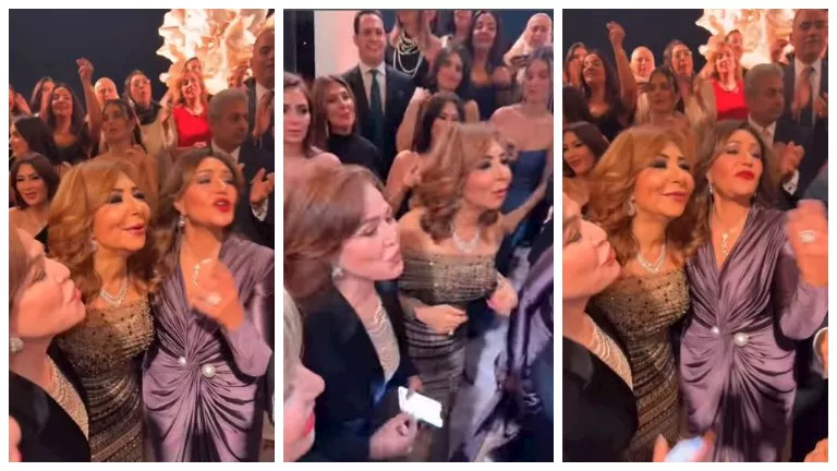 رقص ليلى علوي وإلهام شاهين بخطوبة نجل عمرو أديب