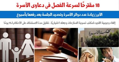 18 مقترحًا لسرعة الفصل فى دعاوى الأسرة.. الأبرز زيادة عدد دوائر الأسرة