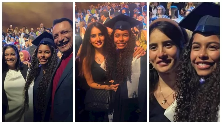 زينة مع مريم ابنة شيرين عبد الوهاب في حفل تخرجها