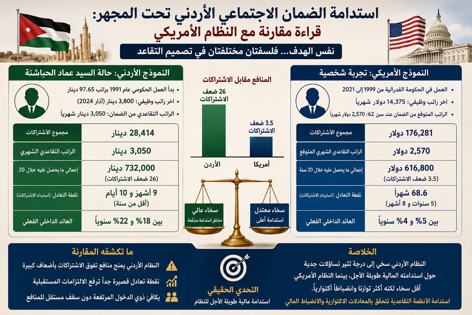 جو 24 : استدامة الضمان الاجتماعي الأردني تحت المجهر: قراءة مقارنة مع النظام الأمريكي