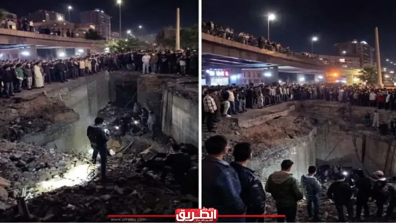 تفاصيل سقوط ميكروباص بالركاب في حفرة أسفل كوبري الزواية