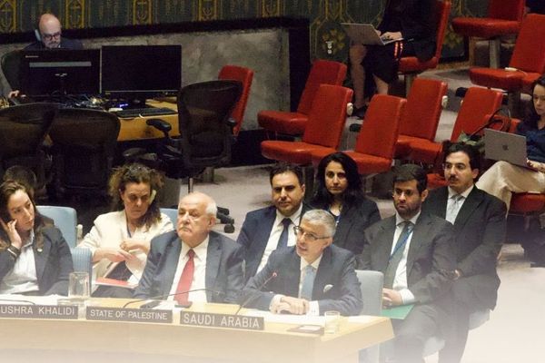 السعودية تلقي كلمة المجموعة العربية أمام مجلس الأمن بشأن الأوضاع الإنسانية في غزة