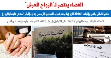 القضاء ينتصر للزواج العرفى بإثبات العلاقة وترسيخ 6 مبادئ قضائية