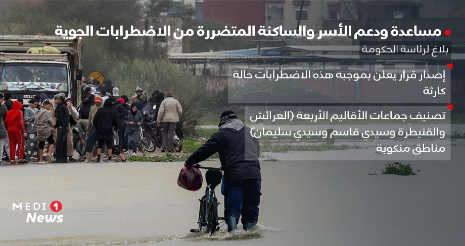 قرار حكومي بتصنيف الاضطرابات الجوية حالة "كارثة" والأقاليم الأربعة الأكثر تضررا "مناطق منكوبة"