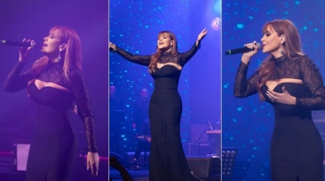 كارول سماحة تتألق بفستان أسود في حفلها في تونس (صور)