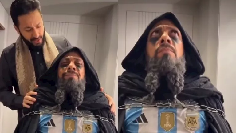 حمادة هلال ينشر فيديو كوميدي من كواليس المداح وميسي يظهر "مقيدًا بالسل