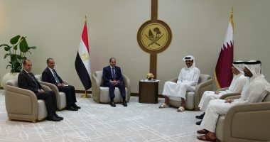 زيارة أخوية للرئيس السيسى للإمارات وقطر.. مباحثات مع محمد بن زايد وتميم بن حمد لتأكيد رفض مصر للاعتداءات الآثمة على أراضي الدول الشقيقة والإضرار بأمنها.. الرئيس: أمن الخليج العربي امتداد للأمن القومى