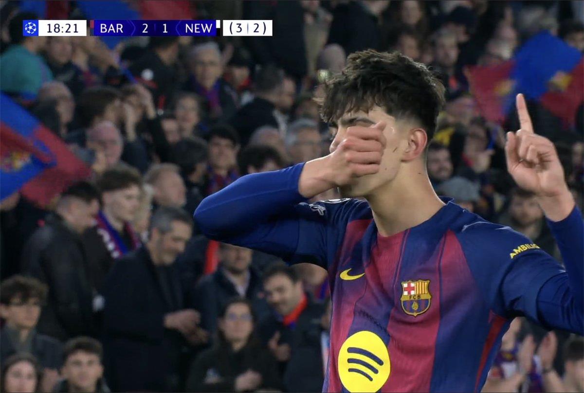 فيديو | بيرنال يسجل هدف برشلونة الثاني أمام نيوكاسل في دوري أبطال أوروبا