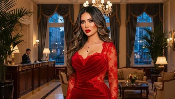 إيناس عز الدين تحتفل بعيد الحب بإطلالة حمراء تخطف الأنظار