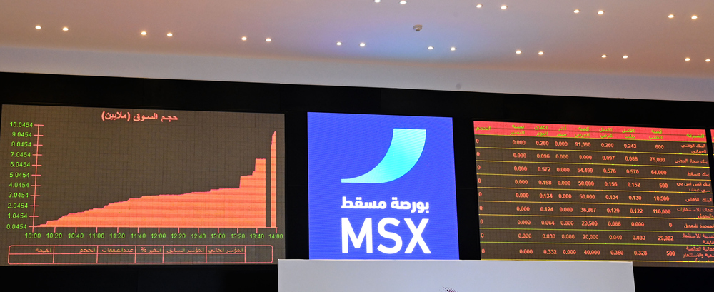 انخفاض مؤشر بورصة مسقط ينخفض بنسبة 0.34 %