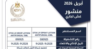 هيئة الدواء تحذر من تداول مستحضرات OTIX LIV المضادة للفطريات المغشوشة