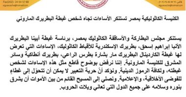الكاثوليكية بمصر ترفض الإساءة للبطريرك الماروني: حرية التعبير لا تعني الفوضى