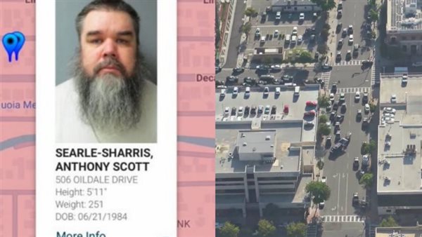 مشاهد جوية لاحتجاز رهائن داخل بنك شهير في كاليفورنيا وإغلاق مبان بعد بلاغ بوجود قنبلة