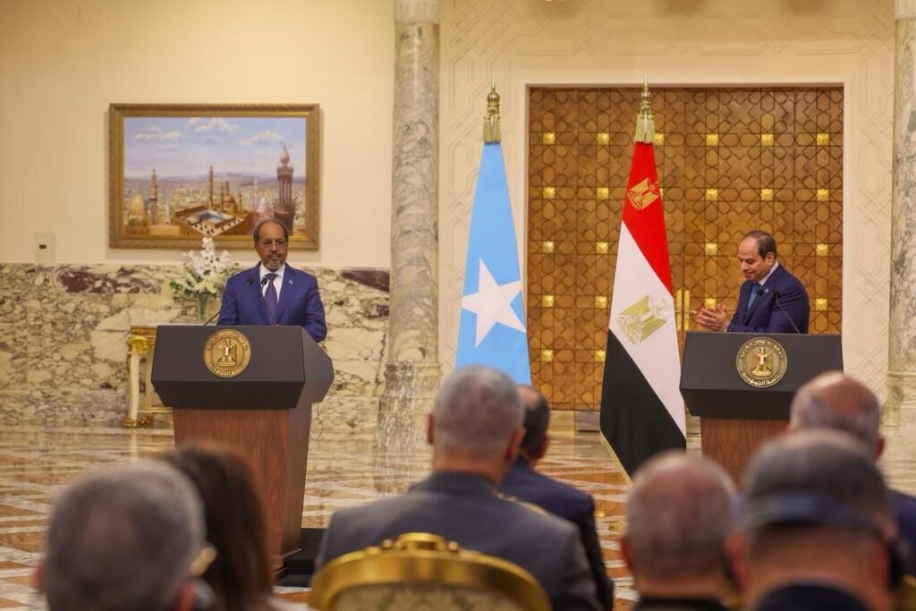 رئيس الجمهورية يجري جلسة مباحثات رسمية مع نظيره المصري