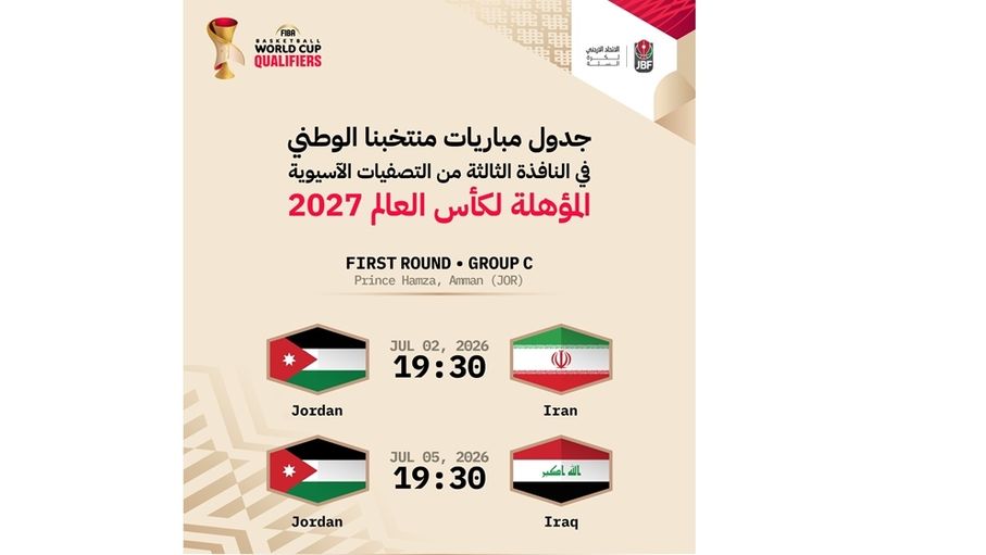 تحديد مواعيد مباريات المنتخب الوطني لكرة السلة في النافذتين الثانية والثالثة عن تصفيات المونديال