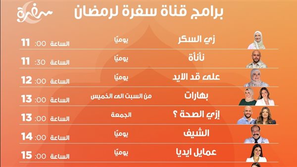 خريطة برامج قناة سفرة في رمضان 2026