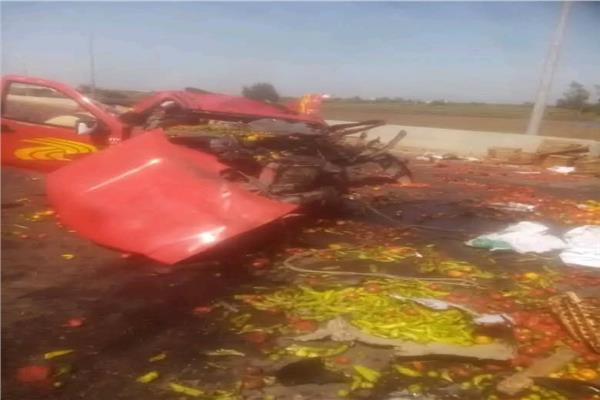 انقلاب سيارة خضروات بطريق طلخا – شربين.. وإصابة شخصين ورفع آثار الحادث