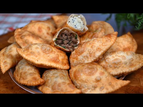 Crispy Puff Samosa Recipe! Meat & Cheese Filling (Doesn't Absorb Oil!)👌