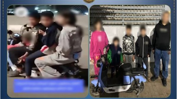 ضبط طفل قاد دراجة كهربائية برفقة أشقائه على طريق سريع بالجيزة