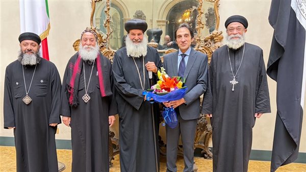 بسام راضي يستقبل وفد الكنيسة المصرية بروما