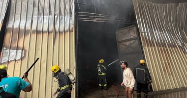 المعاينة: حريق مخزن جمالون ومعدات تجهيزات الأفراح بمصر القديمة