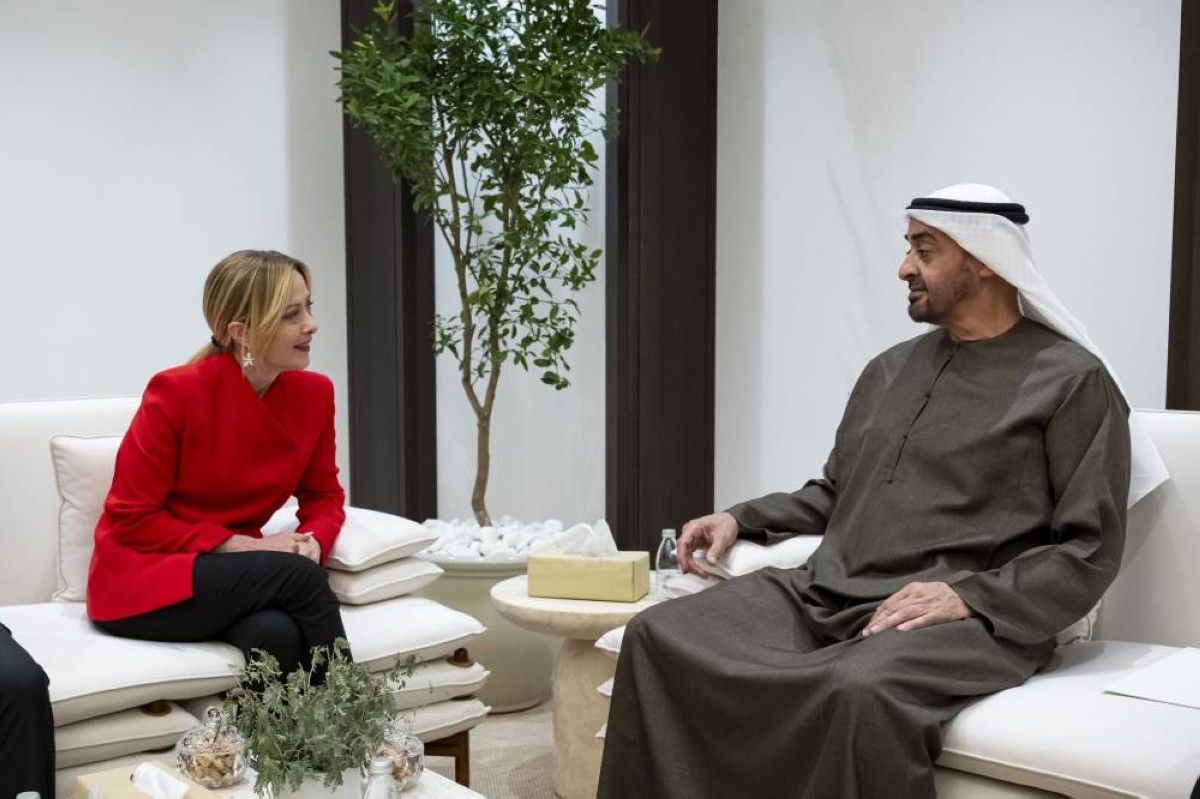 محمد بن زايد يلتقي رئيسة وزراء إيطاليا ويبحث معها علاقات التعاون والتطورات في المنطقة