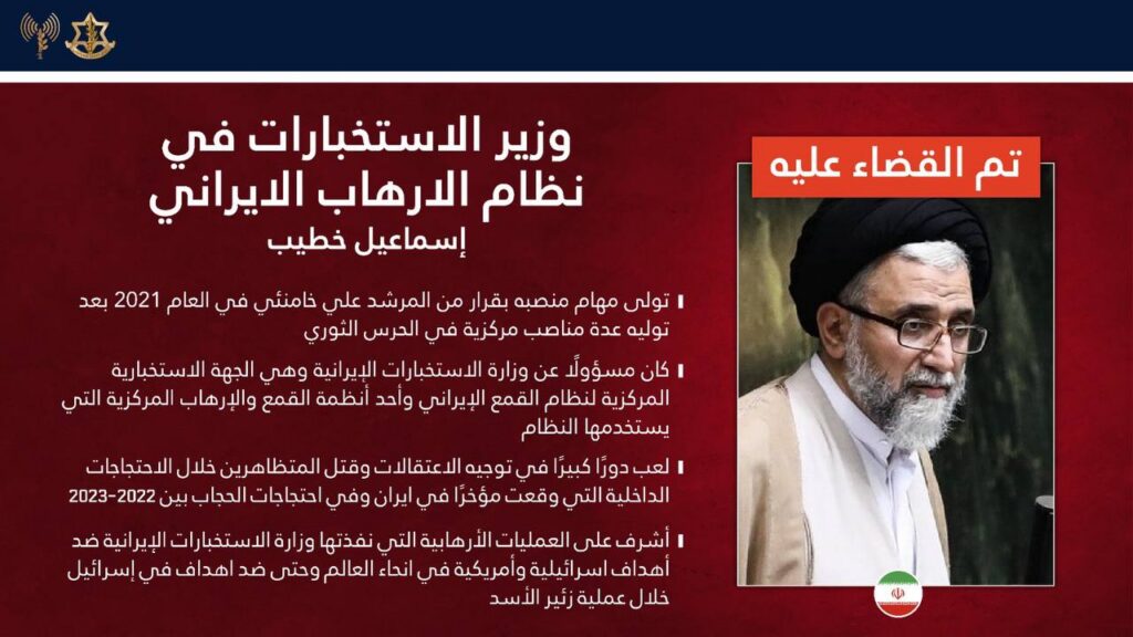 كاتس: اغتيال وزير الاستخبارات الإيراني.. لا حصانة لأي مسؤول في طهران ومفاجآت كبيرة متوقعة اليوم