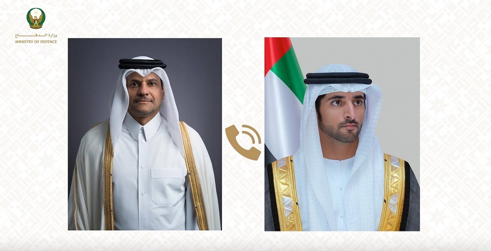 حمدان بن محمد يتلقى اتصالاً من وزير الدولة لشؤون الدفاع القطري