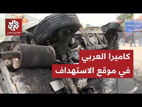 Al-Arabiya TV camera captures footage of a vehicle targeted in the Jiyyeh area, south of the Leba...