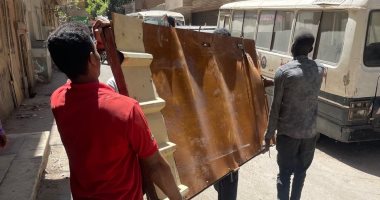 إزالة فورية لأعمال بناء مخالف بشارع الجزايرلى بحي حدائق القبة