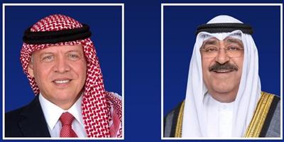 سمو أمير البلاد يتلقى اتصالاً هاتفياً من ملك الأردن بمناسبة عيد الفطر