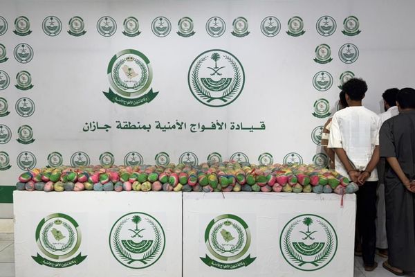 الأفواج الأمنية بجازان تقبض على 4 أشخاص لترويجهم 100كيلو جرام من نبات القات المخدر