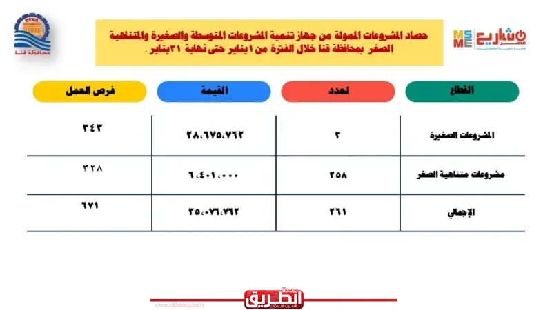 خلال شهر يناير.. 35 مليون جنيه لتمويل مشروعات صغيرة ومتناهية الصغر بقنا