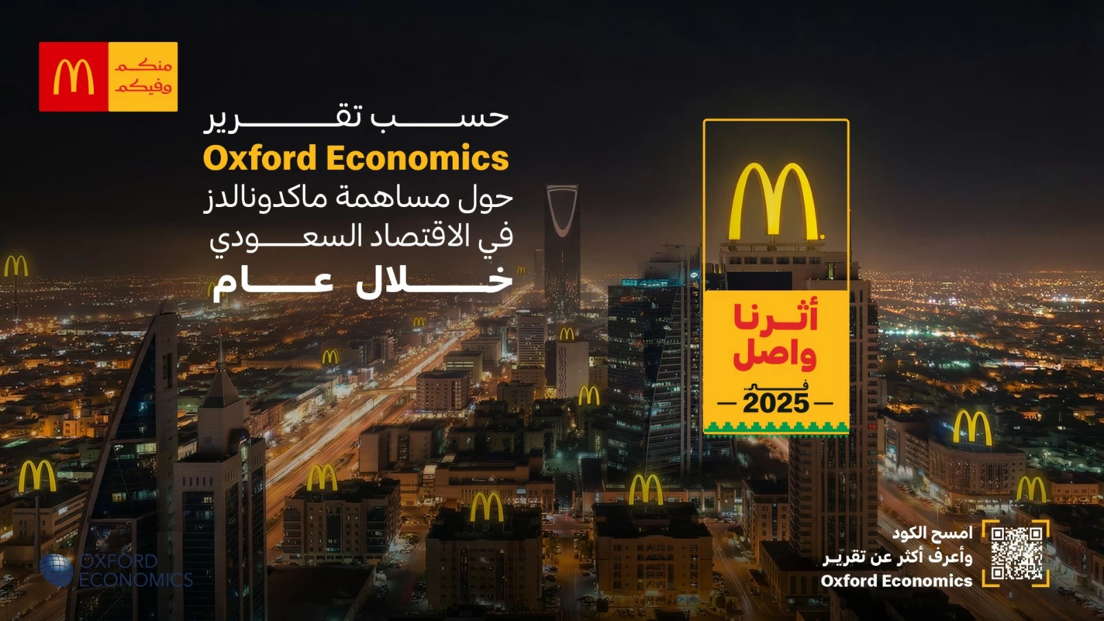 تقرير Oxford Economics يُبرز الأثر الاقتصادي والاجتماعي الموسّع لماكدونالدز في الفترة من أبريل 2024 إلى مارس 2025