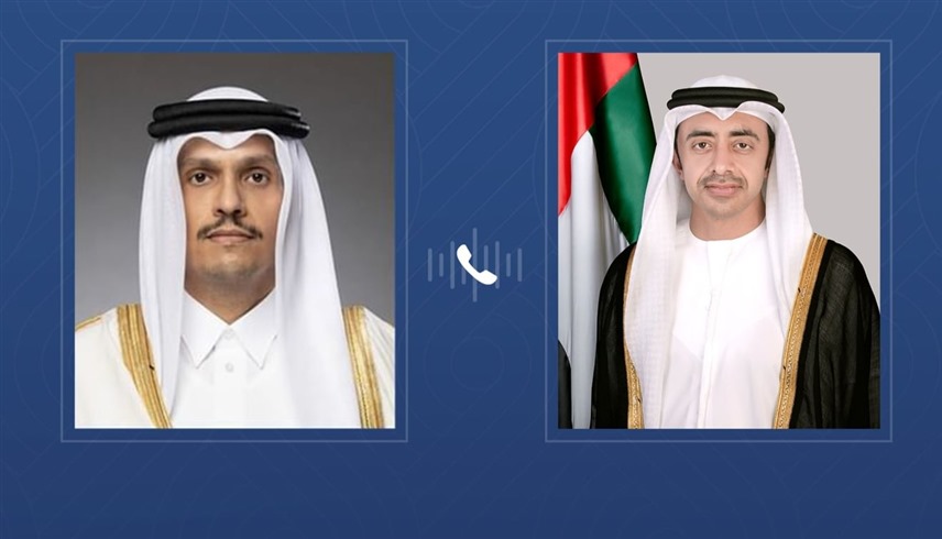 عبدالله بن زايد ونظيره القطري يبحثان هاتفياً التطورات الإقليمية