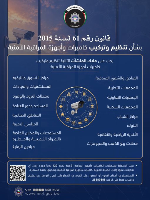 الداخلية لأصحاب المنشآت: تنظيم وتركيب كاميرات المراقبة الأمنية