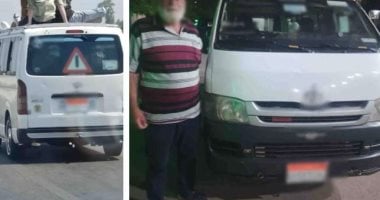 ضبط قائد سيارة سمح للركاب بالجلوس أعلاها أثناء سيرها بالدقهلية