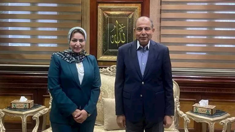 محافظ المنيا يستقبل فاتن عزازي رئيس المعاهد القومية